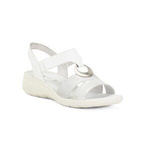 ENVAL SOFT White Made In Italy Leather Flat Sandals